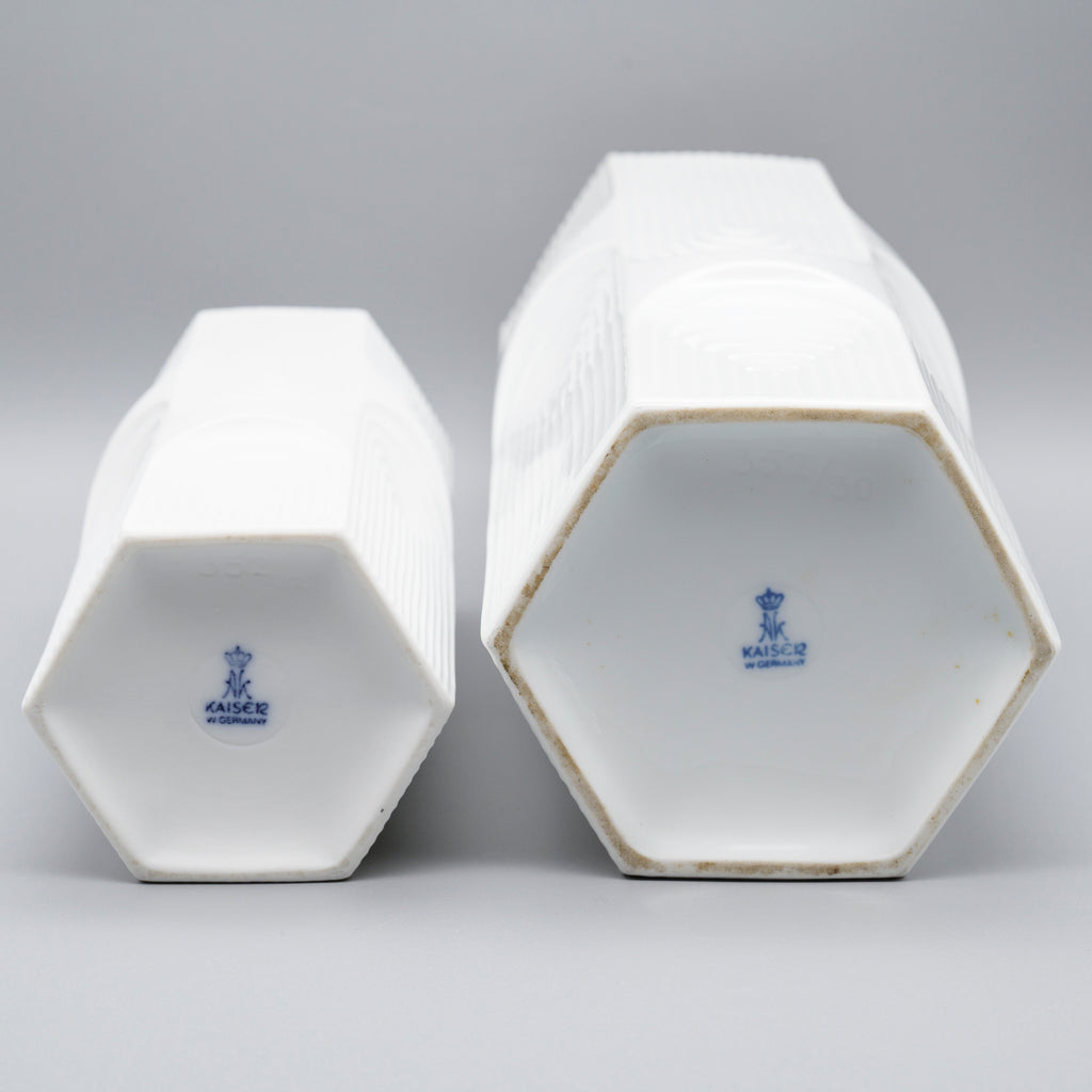 Op-Art Porcelain Vase Duo - Manfred Frey for AK Kaiser, 1970s