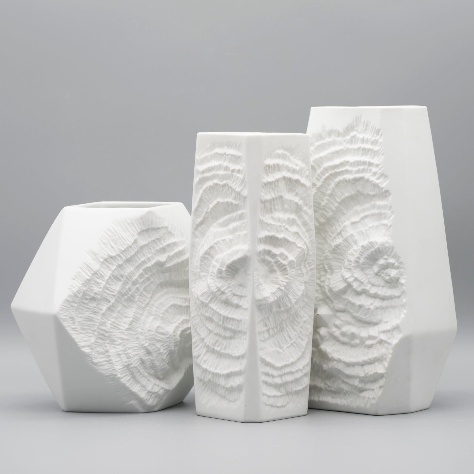 Fossil-style Vase Trio – Manfred Frey for AK Kaiser, 1970s