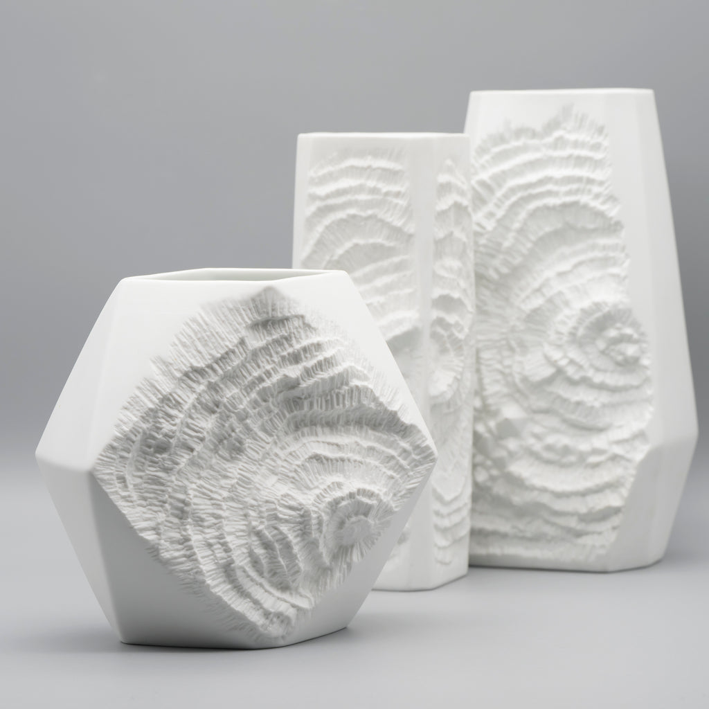 Fossil-style Vase Trio – Manfred Frey for AK Kaiser, 1970s
