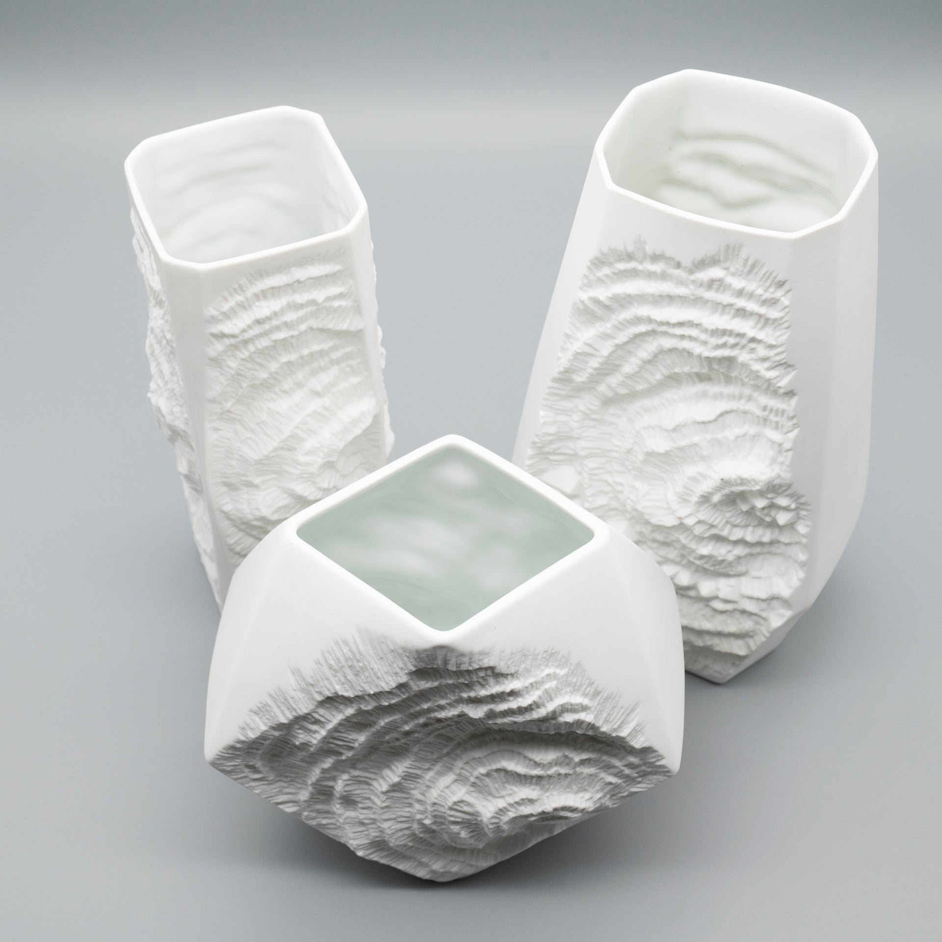 Fossil-style Vase Trio – Manfred Frey for AK Kaiser, 1970s