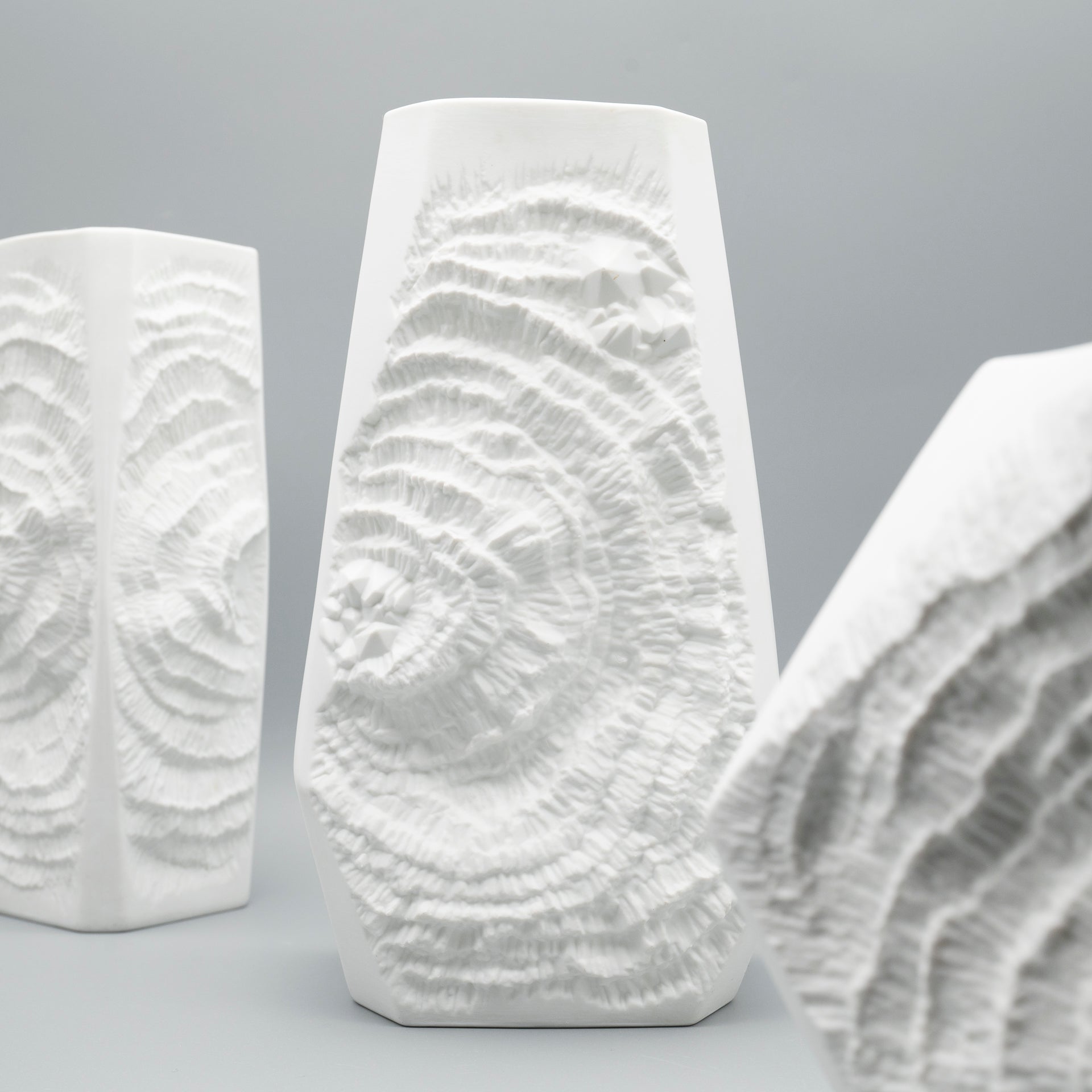 Fossil-style Vase Trio – Manfred Frey for AK Kaiser, 1970s