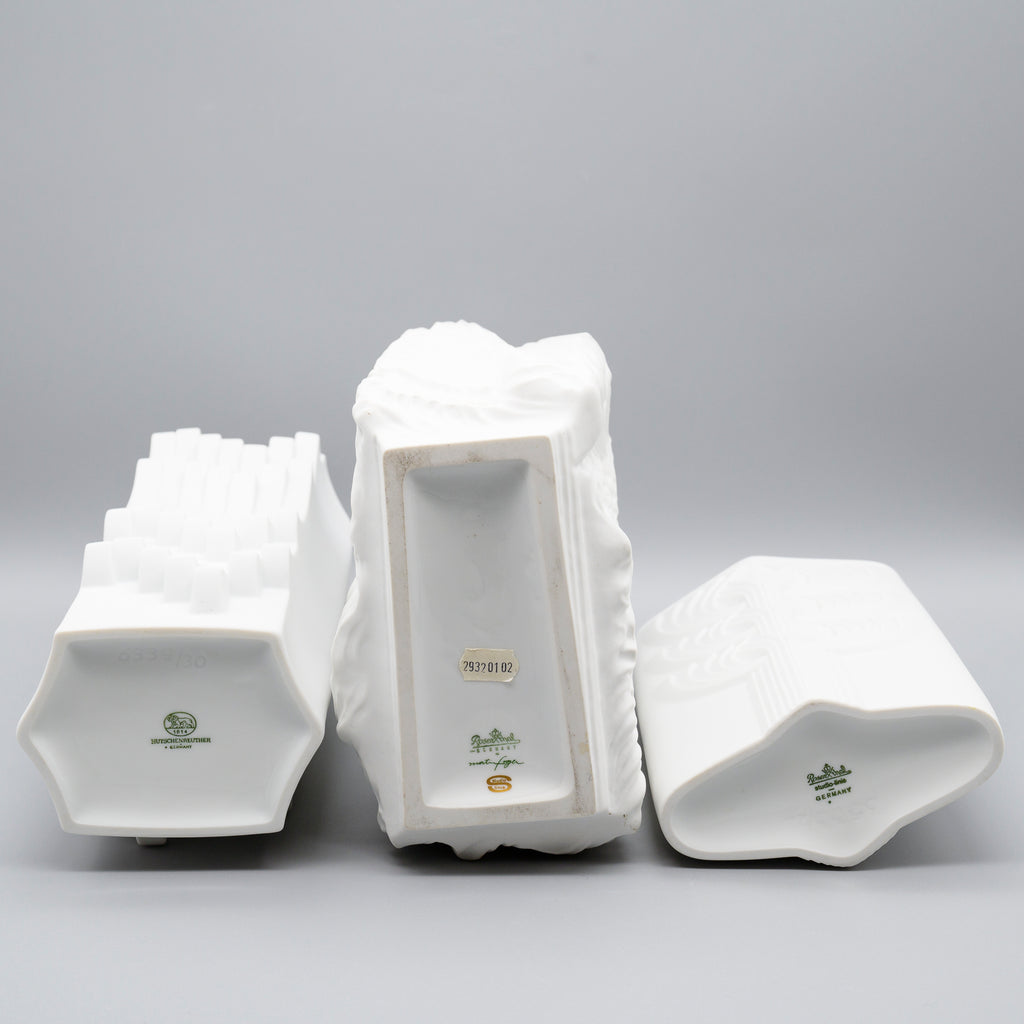 Bisque Porcelain Vase Trio – Rosenthal & Hutschenreuther, 1960s–1970s