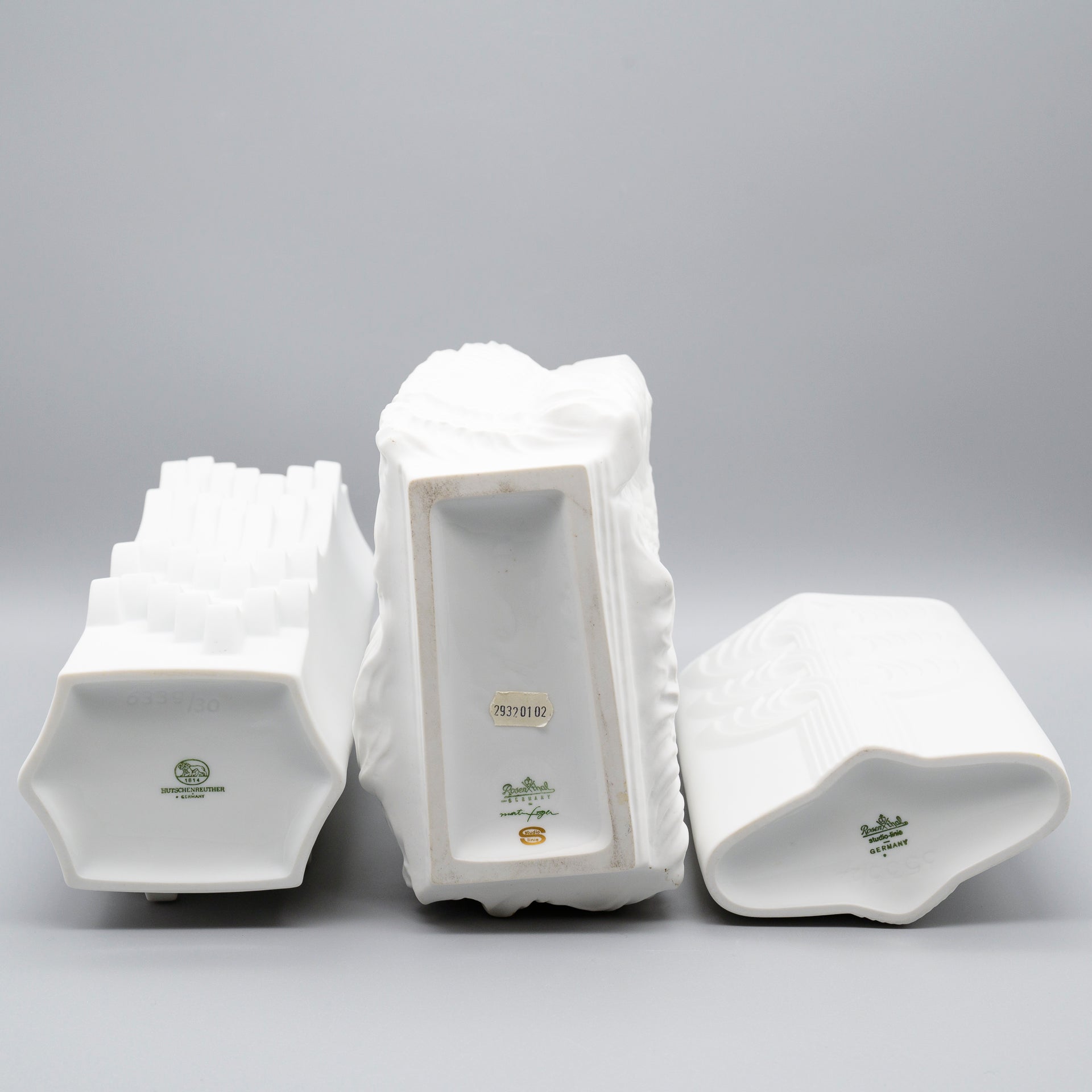 Bisque Porcelain Vase Trio – Rosenthal & Hutschenreuther, 1960s–1970s