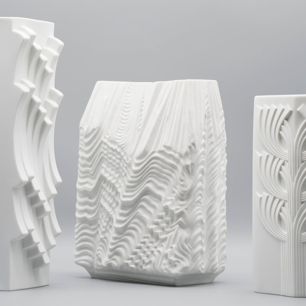 Bisque Porcelain Vase Trio – Rosenthal & Hutschenreuther, 1960s–1970s