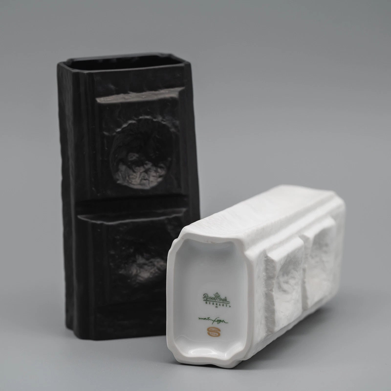 Op Art Relief Bisque Porcelain Duo - Martin Freyer for Rosenthal, 1970s