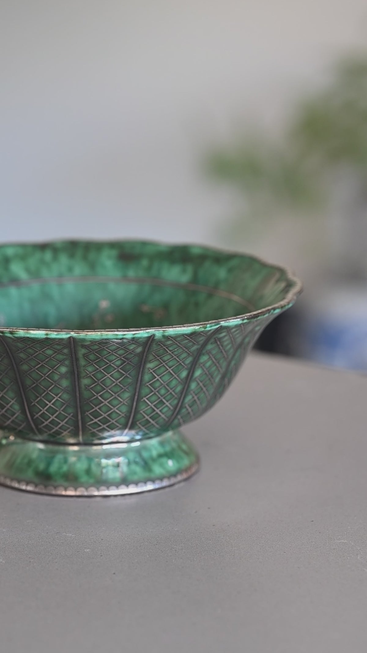 Argenta Silver-Decorated Footed Bowl – Wilhelm Kage for Gustavsberg, 1949